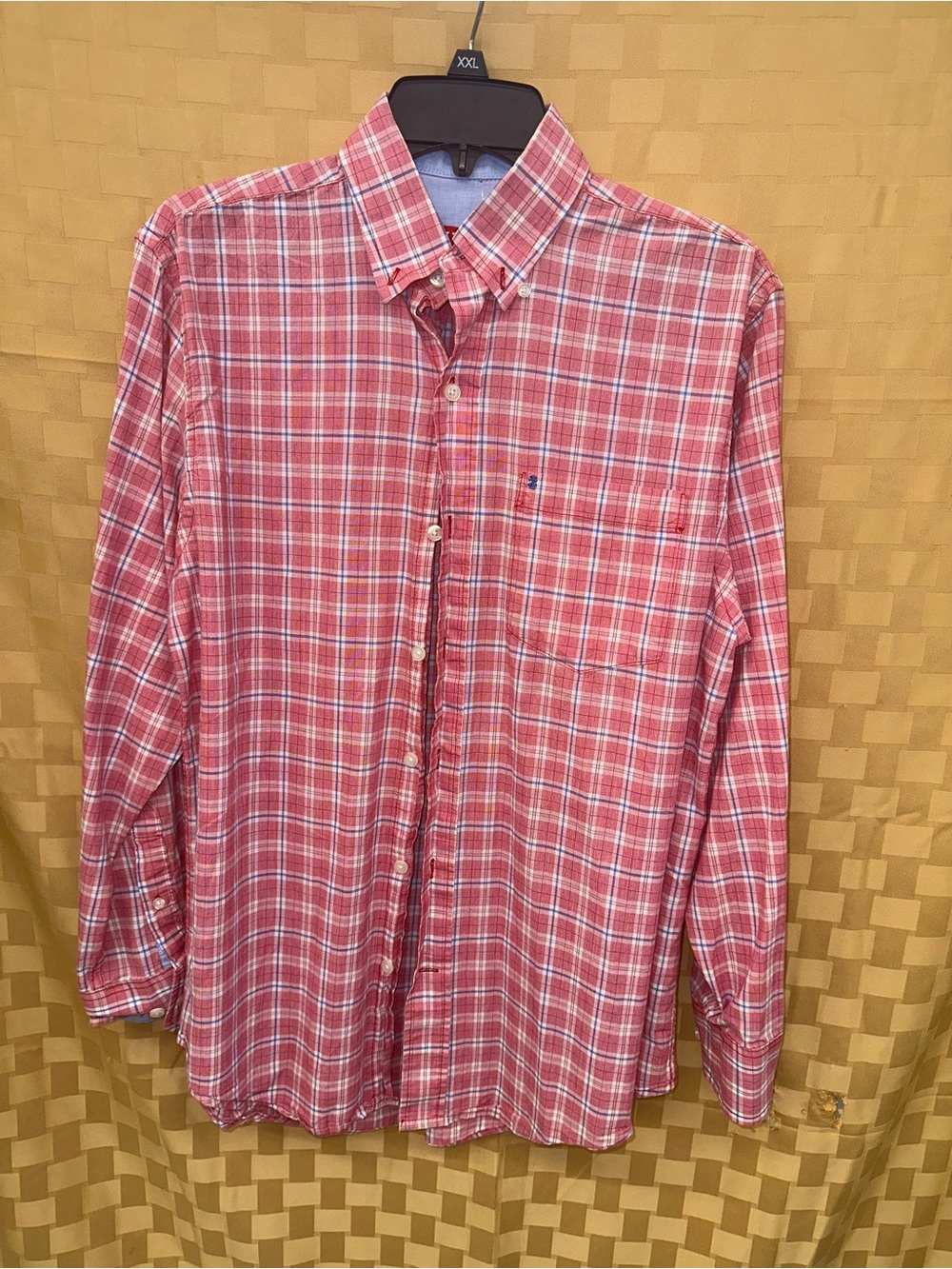 Izod Men's Red Plaid Button-Down Shirt